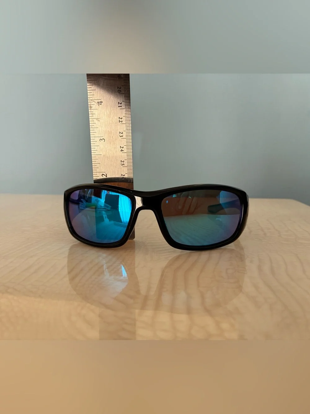 Piranha Men's Black Sunglasses with Blue Mirrored Lenses